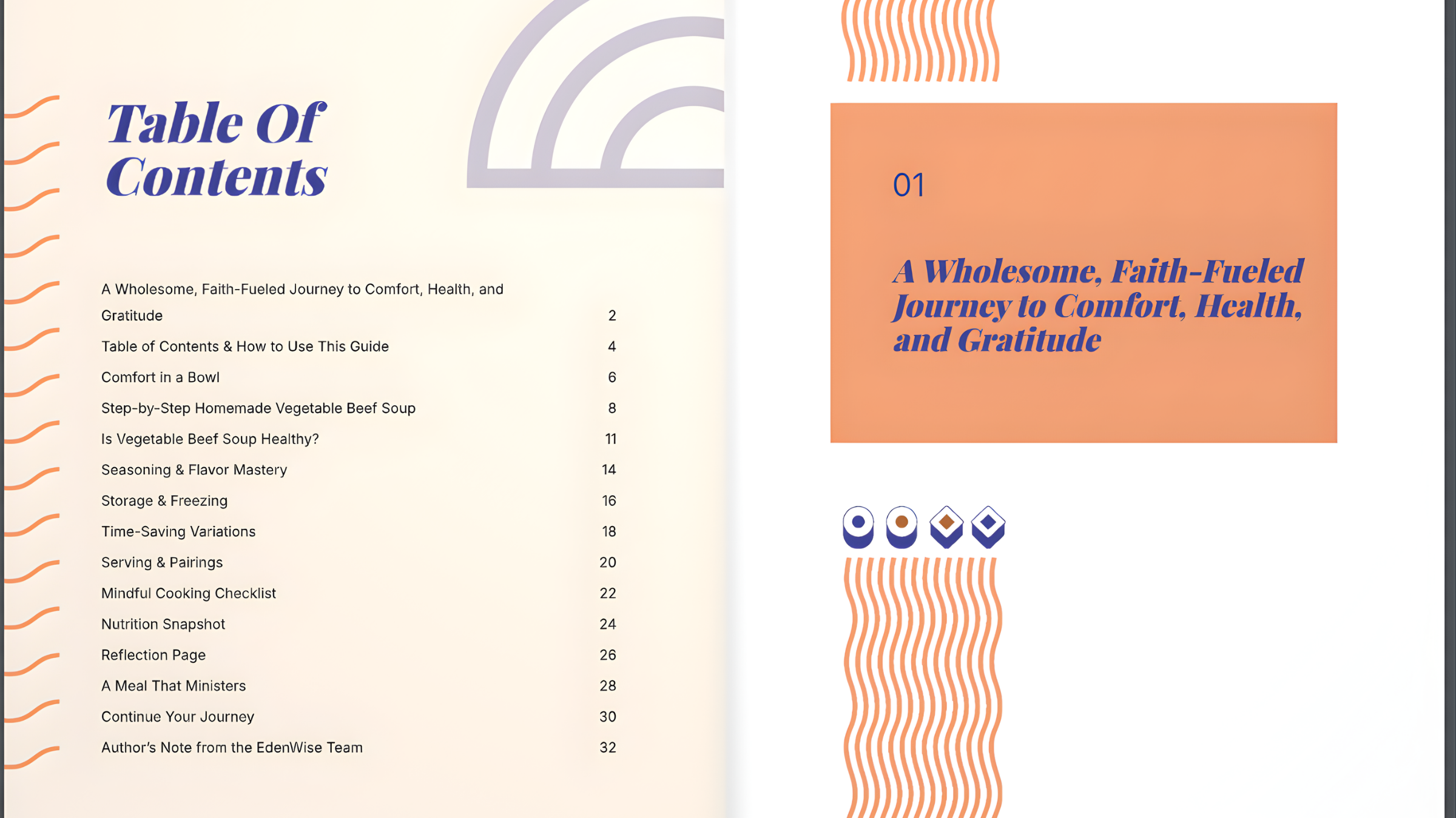 Table of contents of the complete vegetable beeft soup guide